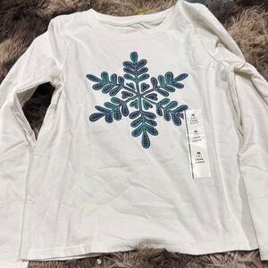 Kids Long Sleeve Shirt with Blue Snowflake Design